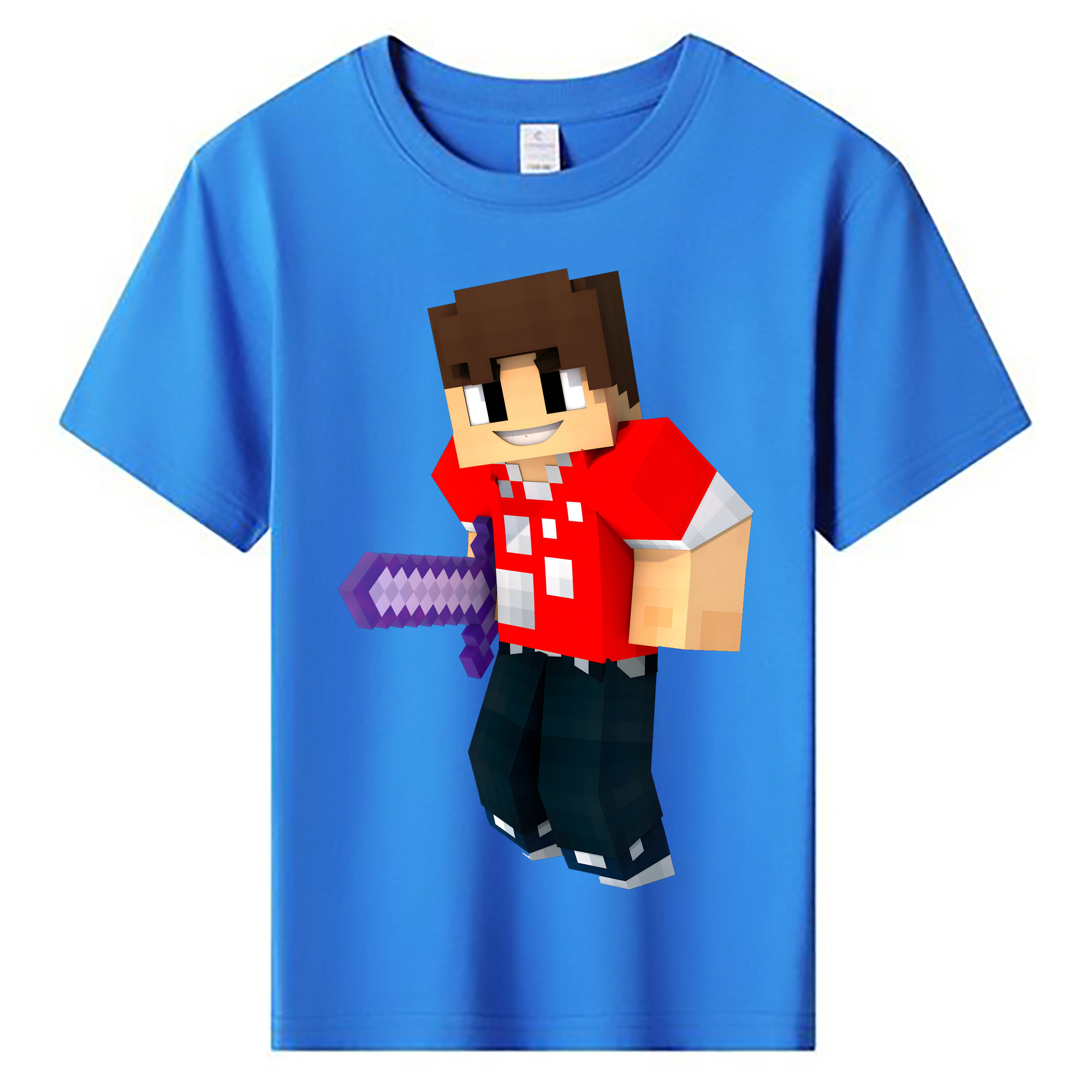 （画像用） マインクラフト ブロックの世界 Minecraft MC Block world 綿100％キッズTシャツ（フロントプリント）